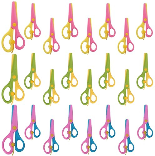 Belle Vous Lot de 24 paires de ciseaux de sécurité pour enfants – 13,5 cm – Ciseaux émoussés pour droitiers et gauchers – Ciseaux d'art et d'artisanat pour étudiants scolaires