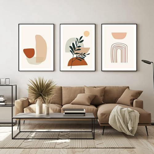 HMDKHI Cuadro geométrico moderno, conjunto de imágenes abstractas para sala de estar, dormitorio, póster de decoración artística, sin marco (mural, 9,30 x 40 cm x 3)