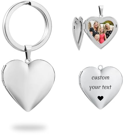 PHOCKSIN Silver Heart Keyrings For Women Photo Locket Keyring Cute Keyring For Girls Nice Gifs For Christmas Mothers Day