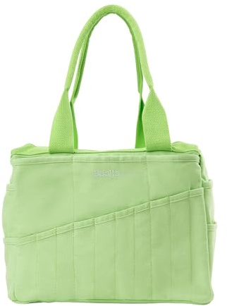 Soolla Studio Art Supply Storage Organizer & Pottery Tool Bag: Washable Craft Tote, Knitting Yarn, Crochet Project, 30 Pockets, 15+ Canvas Colors, Artist Bag for Adults (Lime Drip)
