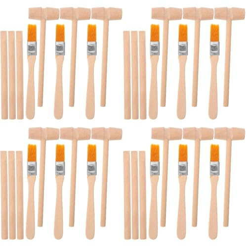 UPKOCH Kit d'excavation pour Enfants - Marteau en Bois, Burin et Buste - Matériau en Bois léger - Idéal pour Les Blocs de Dinosaures et de Pierres précieuses - Parfait pour Les fêtes