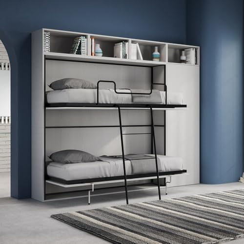 LIBEROSHOPPING.eu - LA TUA CASA IN UN CLIK Letto a castello NABOR a scomparsa con mobili Bianco Frassino (Composizione I)