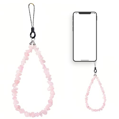 Colgante para Móvil, Cadena Universal Correa Móvil, Celular Grava Piedra Cristal Natural, Colgante Móvil Muñeca, Cadena de Cuentas Cristal Pulido