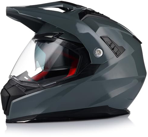 Motocross Helm mit Sonnenblende | VITO Molino | Herren und Damen | ATV Quad Enduro Helm | ECE 22.06 Zertifiziert | Motorradhelm mit Doppelvisier (L (59-60cm))