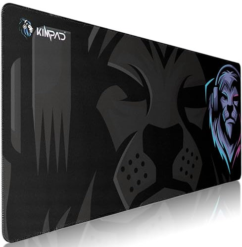 Kimpad ProEdge Series Mousepad Gaming XXL – Lion hörlurar, fuchsia/lila 90 x 40 x 4 mm, naturgummi, vattentäta, hållbara kanter, precision och kontroll, lämplig för bärbar dator, elegant funktionell