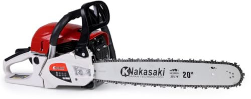 Nakasaki Motosierra de Gasolina, 78cc, 20 Pulgadas, Sistema de Lubricación Automática, Barra Guía de Alta Precisión