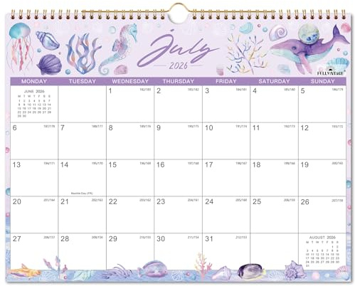 2026-2027 Calendar - 2026-2027 Wall Calendar, Jul. 2026 - Dec. 2027, 18 Month to View Calendar, 37 x 29 cm, with Large Blocks, Holidays, Thick Paper, Beautiful Seasonal Festival Pattern