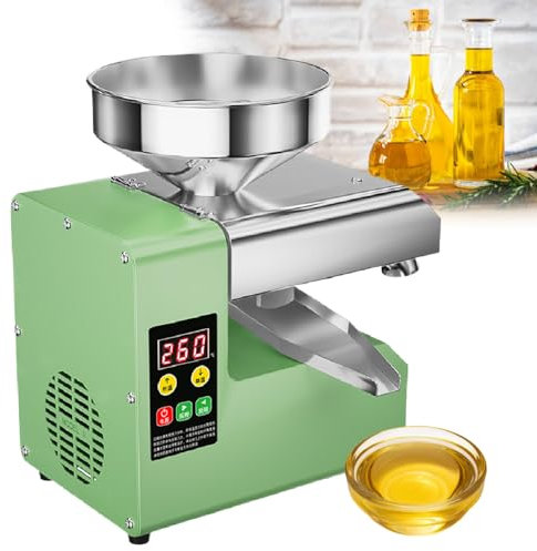 Commercial Automatic Oil Press Machine Industrial Oil Pressing Machine Nuts Seeds Oil Presser Pressing Machine Cold Hot Press,Stainless Steel/Side Oil Outlet/Temperature Range: 40℃-300℃