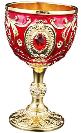 Sharplace Cáliz Decorativo de Metal para Agua, Ideal para champán y cócteles en Celebraciones, Oro Rojo, Individual