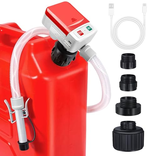 Behogan Pompa di Trasferimento del Carburante con Sensore Auto-Stop, Pompa Elettronica con 4 Adattatori per Serbatoio di Diverse Dimensioni, Pompa di Trasferimento Elettronica con Tubo da 1,34 M