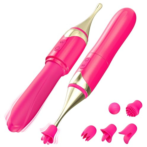 2 in 1 Vibrator Wand Female Sex Toys, G Spot Vibrators with 10 Modes for Precision High Frequency Clitoral Stimulator, Vibrater Sex Wand Massager Vibradores Vibrador Adult Sex Toy for Women Rose