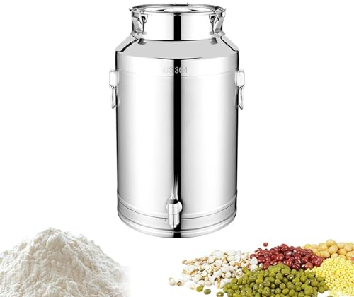 YRTUOP Récipient À Huile En Acier Inoxydable, 5L/9L/14L Pot À Lait Avec Couvercle Bidon D'huile D'olive Anti-fuite Conteneur De Stockage Hermétique Gadgets De Cuisine Pour Lait Vin Farine Café Sucre