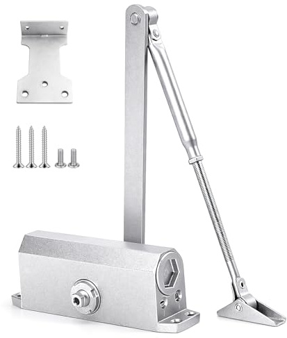Türschließer Automatischer mit Feststellfunktion, Hydraulischer Puffer Geschlossen für Innentür & Außentür 40-65 kg, Federtürschließer Puffer Geeignet für alle Haus- und Wohnungstüren Türgewichte