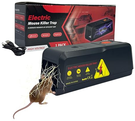 UvuZanthic Trampa para Ratas electrica 2800V,Controlar la Plaga de Ratones, Diseño Reutilizable,Control higiénico de plagas para Interiores/Exteriores, Raticida Extra Fuerte
