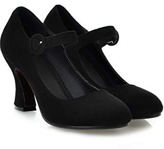 MFairy Mary Jane Damen-Schuhe mit Schnallen, klobiger Absatz, gepolsterte Pumps, schwarz, 41 EU