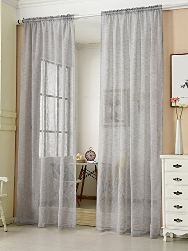 Laneetal Cortina Translucidas para Barra y riel Moderno（1 Pieza） Evitar Rayos UV la Luz para Sala Cuarto Comedor Salon Cocina Habitación 140 x 245 cm Color Gris Claro 0880211