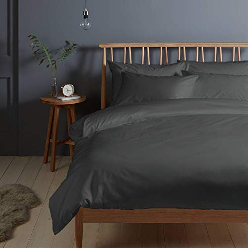 Pizuna 400 Fadenzahl aus Baumwolle Bettwäsche Dunkel Grau,100% Langstaple Baumwolle Bettbezug und Kissenbezug, 100% Baumwolle Mako Satin 2-Teilig Bettwäscheset 135x200 + 80x80 Dunkel Grau