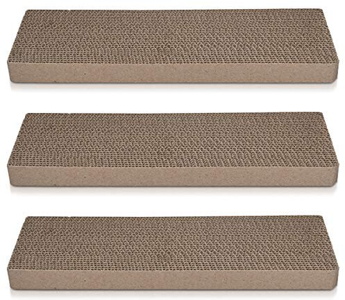 Navaris Katzen Kratzbrett 3er Set aus Karton - 41 x 13 x 3 cm Kratzpappe Kratzmatte - Kratz Pappe Katzenbrett für die Krallen Deiner Katze