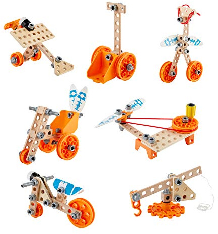 Hape Junior Inventor Deluxe Experiment Kit | 57 Piece Construction Building Toys, STEAM Science Kit for Kids 4 Years and Up (E3032A)