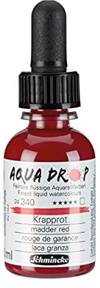 Schmincke - AQUA DROP, aquarelle liquide à base de pigments,rouge de garance en flacon pipette de 30 ml, 24340034, pour la peinture aquarelle, la calligraphie, le lettrage à la main, l'aérographie