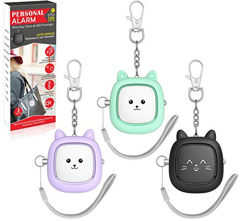 Personal Safety Alarm, VIGOROAD 3 Pack Loud 130dB Siren Emergency Panic Alarm with LED Light, Easy Pull Pin Keychain Self-Defense Security Alarm for Women, Seniors, Kids