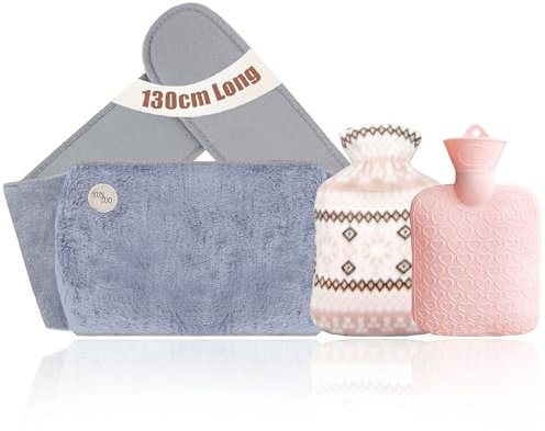 Hot Water Bottle,Hot Water Bottle Belt Extra Long 130cm with Waist Cover Hot Water Belt for Abdomen,Back,Waist Warm