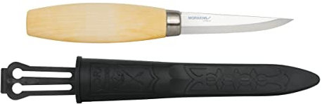 Morakniv Cuchillo de tallado de madera de acero al carbono 106 con vaina, 3.25 pulgadas