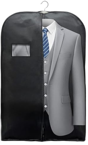 Wedcova Suit Covers for Men | Hanging Garment Bags | Travel Blazer & Jacket Bag | Clothes Storage Cover with Zipper | Suits Carrier Moth Proof Protector | 60 x 100cm (24'' x 40'') | Pack of 1 | Black