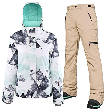 HOTIAN Women's Ski Jacket and Pants Set, Waterproof Windproof Snowsuits Snowboard Suit,Winter Warm Snowboarding Snow Coat MOUTAIN KQ-XS