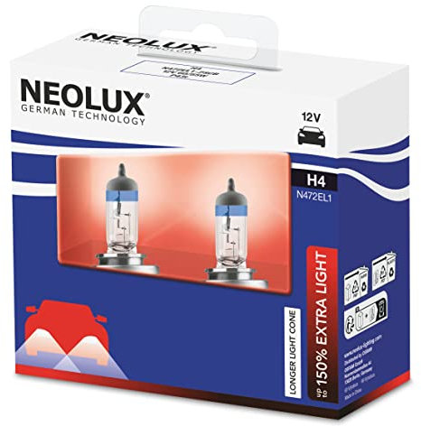 Neolux 150% Extra Light H4, phare halogène, N472EL1-2SCB, 12 V, 60/55 W, boîte souple (2 lampes)
