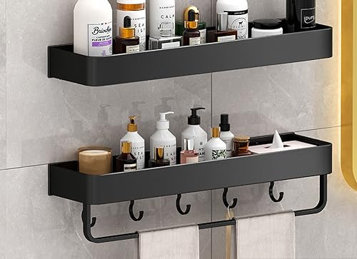 Bathroom Shelf washbasin Toilet Balcony Storage, Double Layer 30cm (Single Layer + with Hook and Rod)
