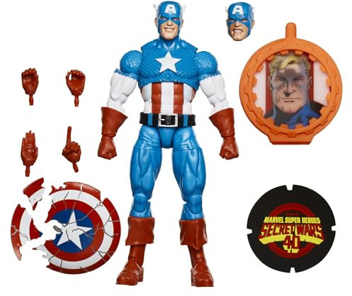 Marvel Legends Series Captain America, Avengers Retro Marvel Comics Secret Wars Collectible 6 Inch Action Figure, Blue