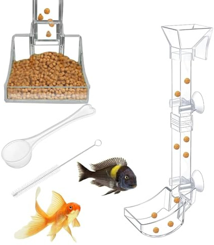 Juego de Comedero de Acuario | Bandeja y Tubo de Alimentación Transparente | Kit para Peceras | Plato de Alimentación para Camarones y Peces