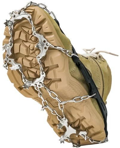 HOSLAFON Crampones, Tacos de Hielo para Botas, Zapatos, Pinzas de Silicona de Acero Inoxidable, Pinchos para Zapatos, agarres de tracción para Hielo y Nieve