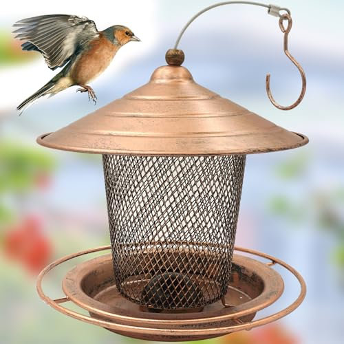 Zeqeey Metall Vogelhäuschen Hängend Vogelfutterstation Vogelfutterhaus Futterhaus für Vögel Vogelfutterspender zum Aufhängen Futterspender Wildvögel