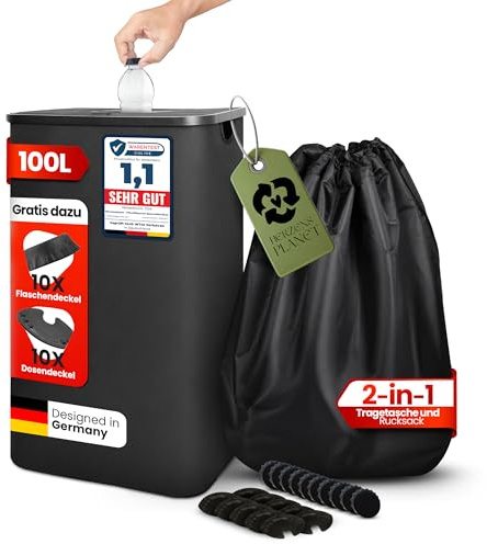 Premium Pfandflaschen Sammelbehälter – Groß Pfandflaschen Aufbewahrung - Flaschensammler Leergut Sammelbehälter - Recycling Behälter - Pfandsammler Pfandflaschen Behälter - Gelber Sack Ständer