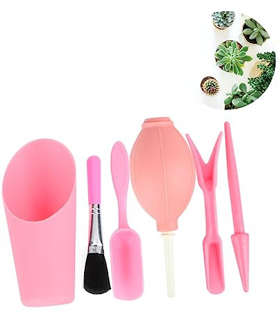 Happyyami Colocar Herramientas para Macetas Suculentas Verter Herramientas Plantas Suculentas Herramienta Suculenta Paleta De Jardín Minis Caja De Herramientas Artificial Caña del Timón Rosa