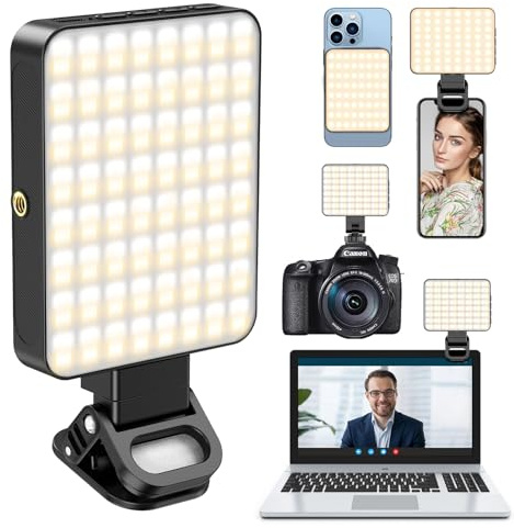 Olipiter 120 LED Selfie Light for Phone with Clip & Magnetic, 3 Light Mode 3000K-6500K, 2000mAh High Power Rechargeable with Cold Shoe Mount for Laptop, Makeup, TikTok, Selfie, Vlog