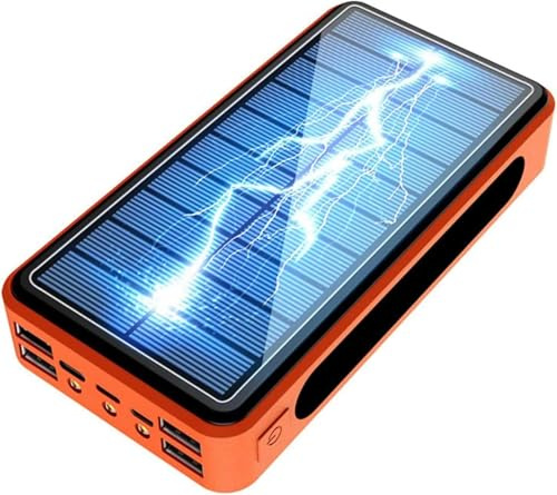 Power Bank, Solar Laddare 50 000 mAh, bärbart solbatteri med 4 USB-utgångar, backup-laddare för mobiltelefon med campingljus, solpanel QC 3.0 laddare Wi