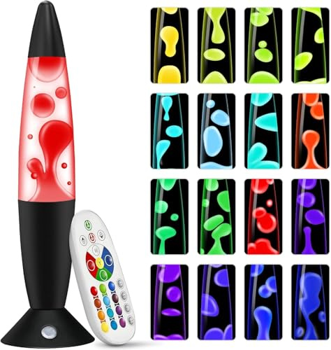 KIKILIVE Líquido Movimiento 17 colores lampara de LED Lamp Lámparas deportivas líquidas de Mesita de Noche –Decoración de Escritorio, LED Bajo Consumo con Control Remoto