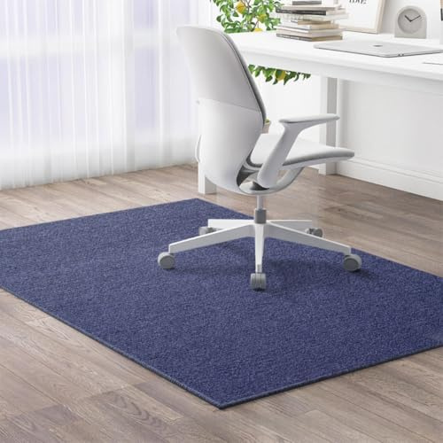 Highdi Alfombrilla para Silla de Oficina, Protector Suelo Silla Ruedas Antideslizante Resistente a los Arañazos, TPE Alfombrilla de Protección para Suelos Duros (Azul Marino,100x120cm)
