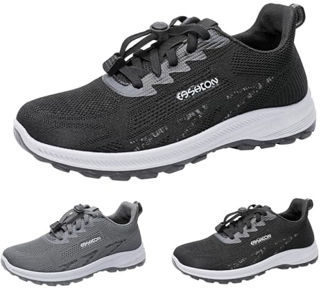 Scarpe da trekking da uomo, per alluce valgo, leggere, traspiranti, antiscivolo, artrite, ortopediche, per camminare, terapeutiche, per diabetici, Nero , 44 EU