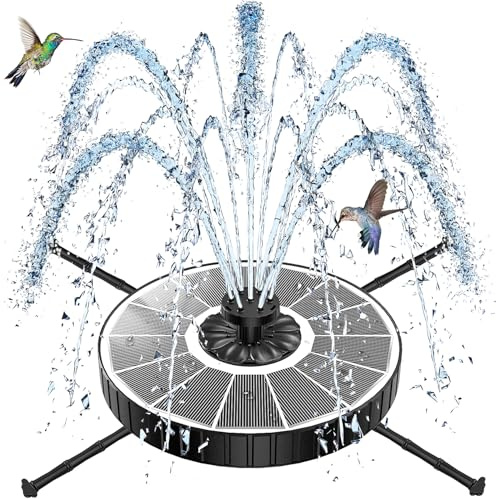 SZMP Fontaine Solaire Extérieure Flottante, 3.5W Pompe pour Bassin Jardin 2026 Améliorée, 3 Hauteurs de Jet, Fontaine Solaire avec 8 Buses & 4 Tiges Rotative pour Bain d'oiseaux Fontaines Extérieure