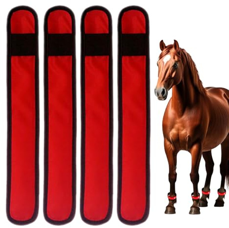 Ankelband för hästar, 4 st säkerhetsrullar, djurtassband med 4 lägen - för parader stall, rankor, nattvägar och ridning