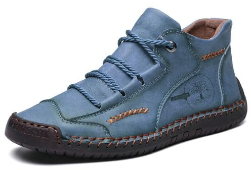 2026 Zapatos Hombres Zapatos Casuales Tradicionales para Hombres. Botas de conducción de alta gama hechas a mano para llevar en viajes al aire libre., azul, 42 EU
