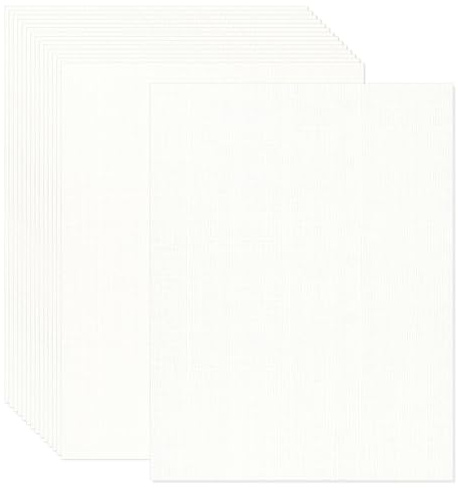 Acidea Lot de 100 feuilles de papier texturé en lin ivoire - Format A4 - 235 g/m² - Crème - Papier texturé épais - Papier de bricolage imprimable - Aspect lin - Pour cartes de visite, bricolage