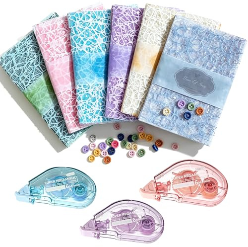 156 fogli di carta per scrapbook con 3 nastri correttivi, confezione da 6 pezzi di carta speciale mista, accessori per scrapbooking, decorazioni fai da te per scrapbooking, bullet, spazzatura, diario
