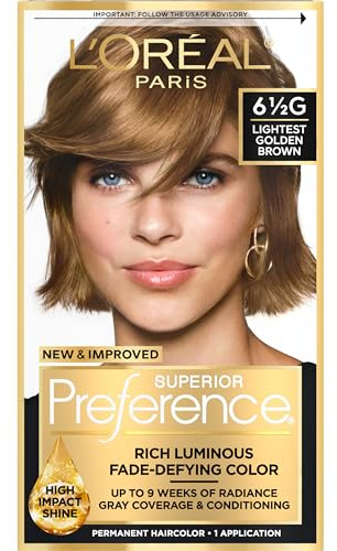 L'Oréal Paris Superior Preference Permanent Hair Color, 6.5G Lightest Golden Brown
