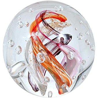 Boule de rêve 241 (6 cm) transparente, violette, orange - Boule en verre, presse-papiers