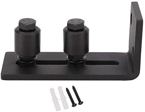 Guide de Plancher de Porte de Grange, Guide Porte Coulissante sol, Guide de sol coulissant réglable en acier au carbone accessoire de quincaillerie pour porte de grange(double rouleau)